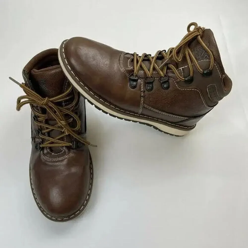Xray Footwear Jonah Brown Combat Boots Boys Size 5 Faux Leather